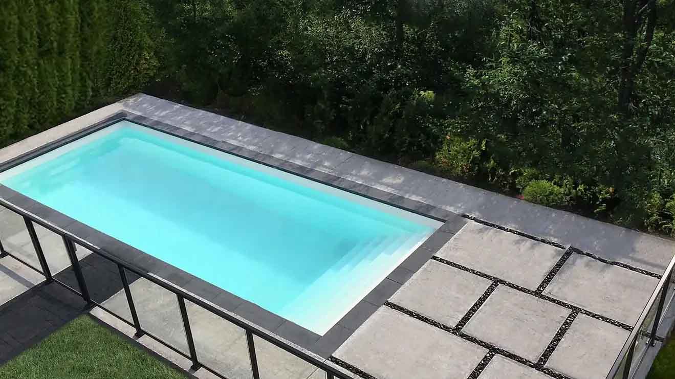 Modern Full Step Fiberglass Pool
