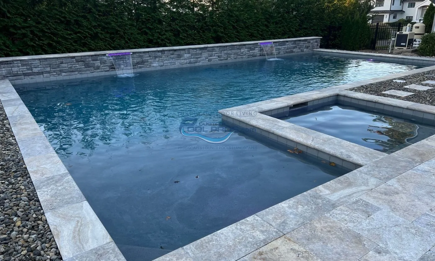 inground pool installation with spa