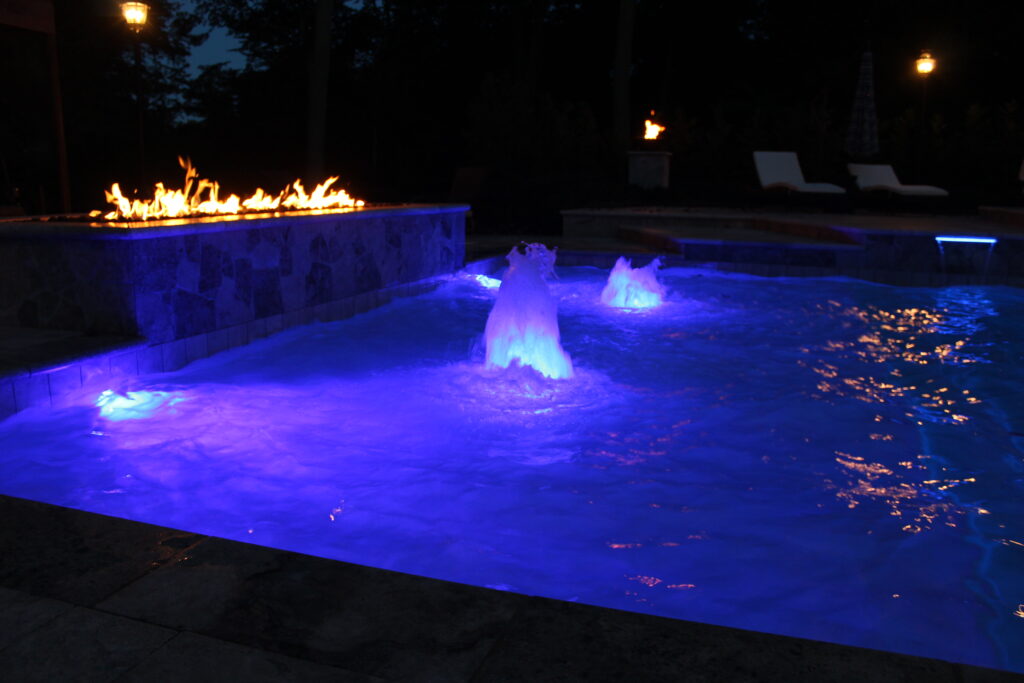 bubbler at night, pool installers